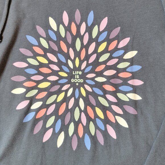 W's Pretty Flower Burst Long Sleeve Crusher-LITE Hooded Tee - Picture 4 of 5